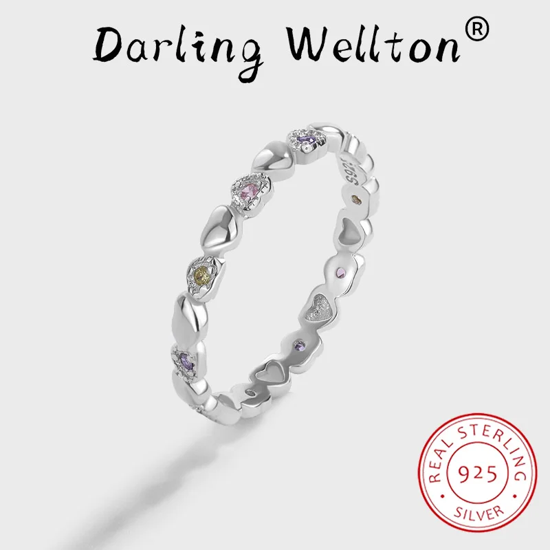 

2022 NEW Classic Topaz Amethyst Heart Shape Couple Ring For Womens Loves Original Sterling Silver Engagement Bridal Gift Jewelry