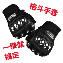 Gants de moto demi-doigt en acier inoxydable pour homme, coque de sécurité, protection, tir, saut, chasse, autodéfense