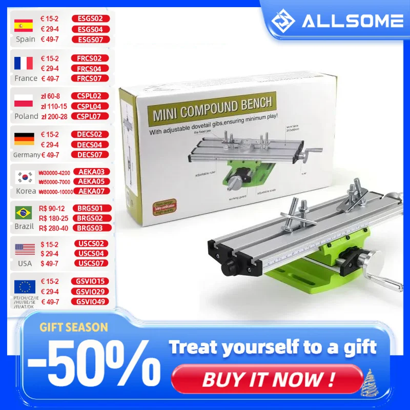 

ALLSOME Mini Precision Milling Machine Worktable Multifunction Drill Vise Fixture Working Table Cross Slide Table