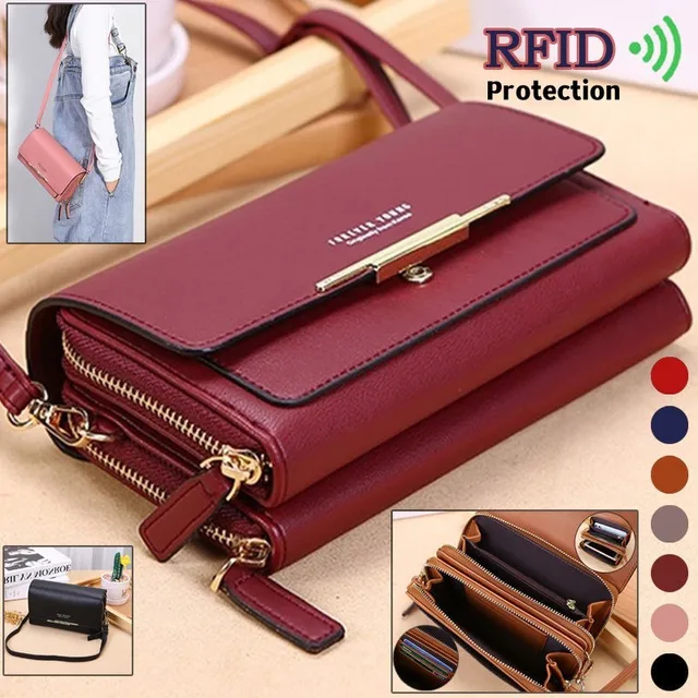 Damska torba typu Crossbody ze skóry PU modna torba na ramię pokrowce na telefon komórkowy kilka kieszeni etui na karty dziewczęce torebka na ramię małe torebki
