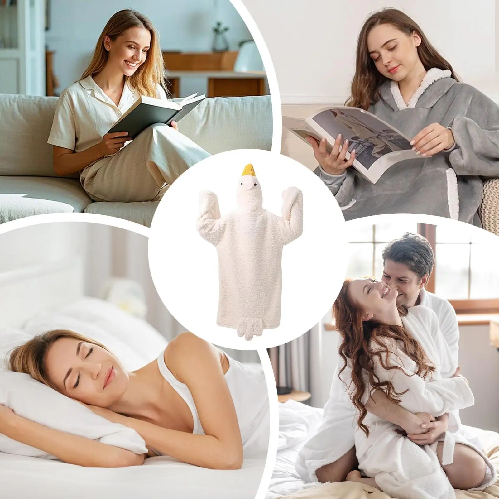 

Wearable Blanket Geese Shape Warm Hooded Pajamas Warming Soft Pajamas For Men Women Teens Readers Students Gamers Homebodies