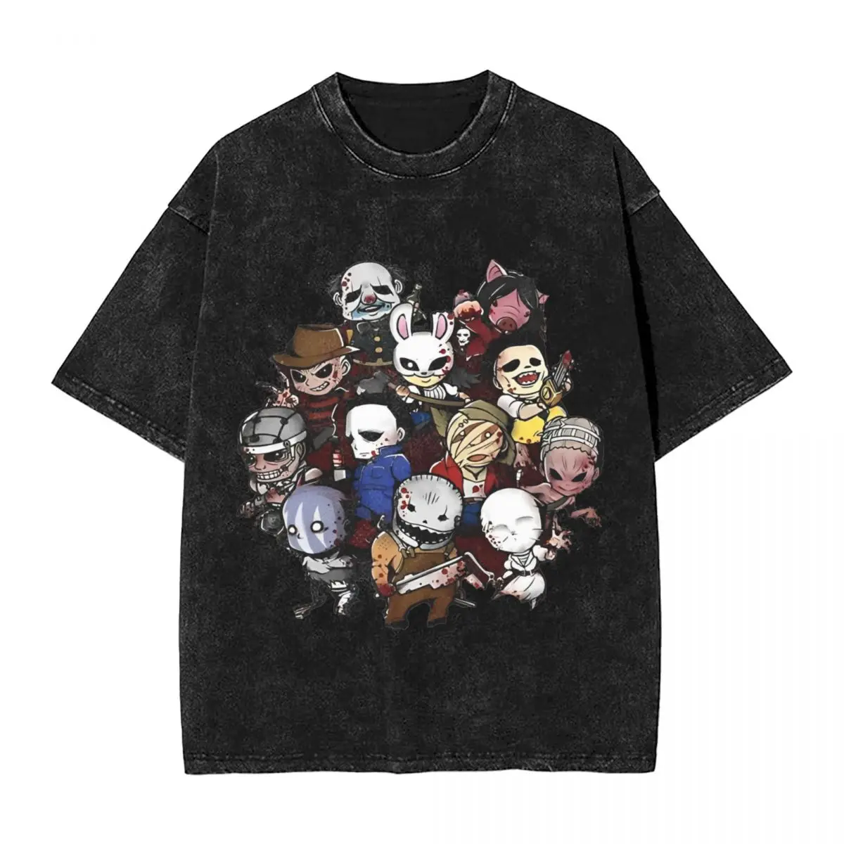 Deads By Daylights Horror Movies Character T Shirts Washed 100% Cotton Harajuku T-Shirt Vintage for Men Streetwear Summer Tees