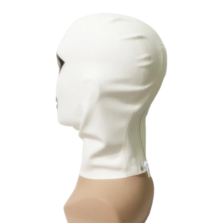 White And Black Latex Men Women Hood Sexy Rubber Mask Costumes Handmade Headwear S-LM011B