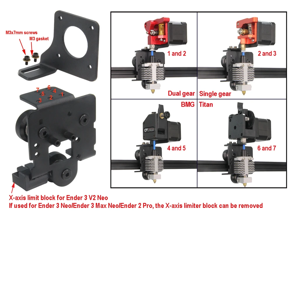 Upgrade Direct Drive Support Aluminum Plate with Pulley with Dual Gear Extruder Easy Print Filament Only for Ender3/Ende3 V2 NEO