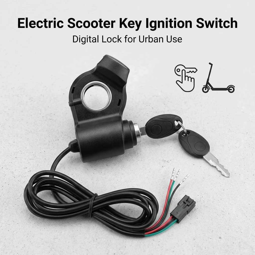 Commuter Scooter Ignition Switch Digital Voltage Display Lock for KUGOO M4 12V-84V ABS Handlebar Key Replacement Durable Gear