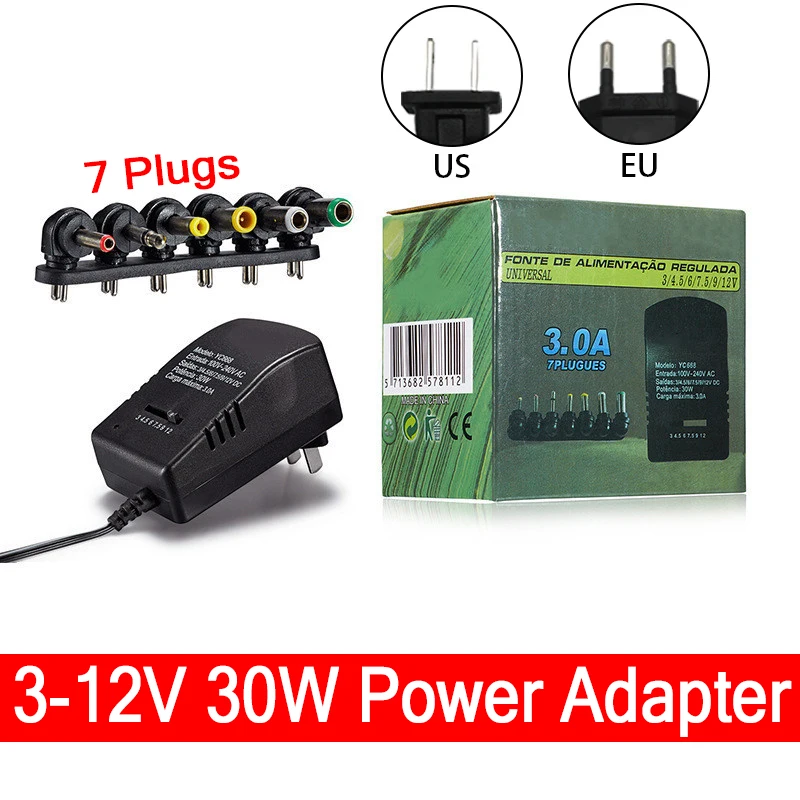 

3V 5V 6V 9V 12V 3A 30W Power Supply Adapter Adjustable 220V To 12V 3A DC 5V Universal AC DC Power Supply Transformer LED Driver