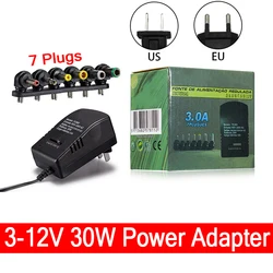 3V 5V 6V 9V 12V 3A 30W Adapter do zasilacza regulowany 220V do 12V 3A DC 5V Uniwersalny zasilacz AC DC transformator LED