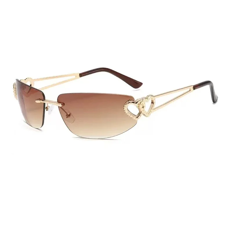 Vintage Y2K frameless heart-shaped glasses, exquisite and eye-catching, UV resistant for outdoor use