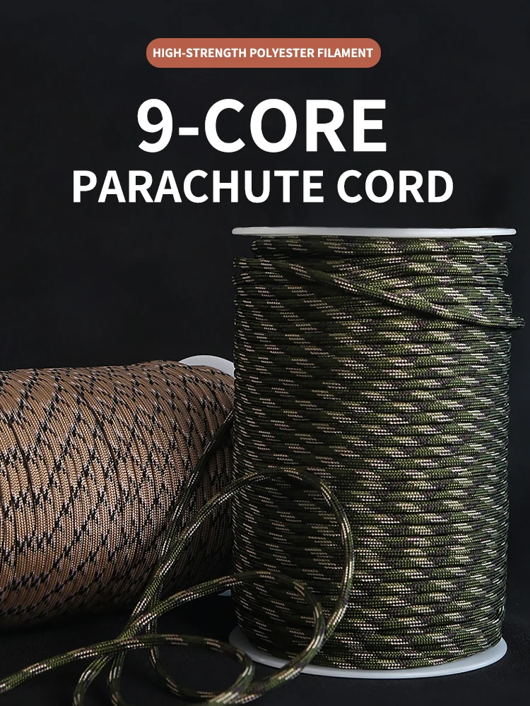 9-żyłowy 550 Linka Paracord 5 15 30 M Średnica 4 mm Do Outdoor Camping Survival Smycz Lina Parachute Akcesoria do namiotów turystycznych