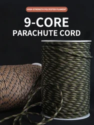 9-żyłowy 550 Linka Paracord 5 15 30 M Średnica 4 mm Do Outdoor Camping Survival Smycz Lina Parachute Akcesoria do namiotów turystycznych