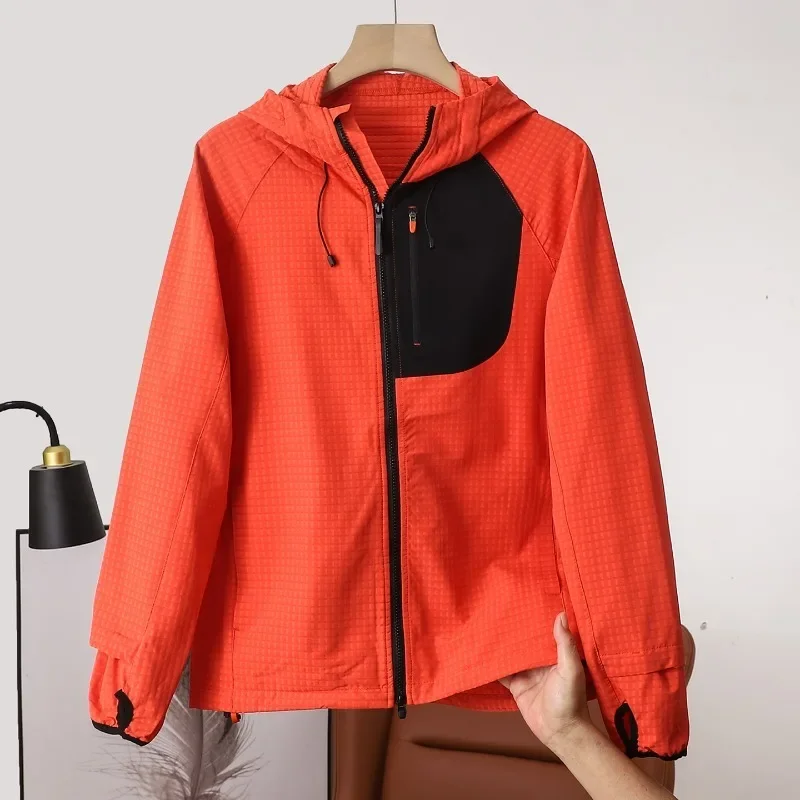 Men's Outdoor Hiking, Trekking, Camping Jacket.Textured Waffle Knit Jacket with Contrast Pocket Detail for Fall Daily Wear