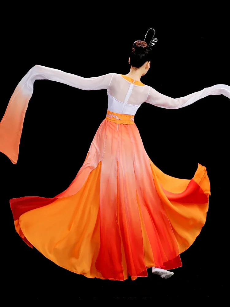 New Gradient Color Water Sleeves Classical Dance Performance Dress Fairy Flowing and Amazing Hong Dance Swinging Sleeve Dress