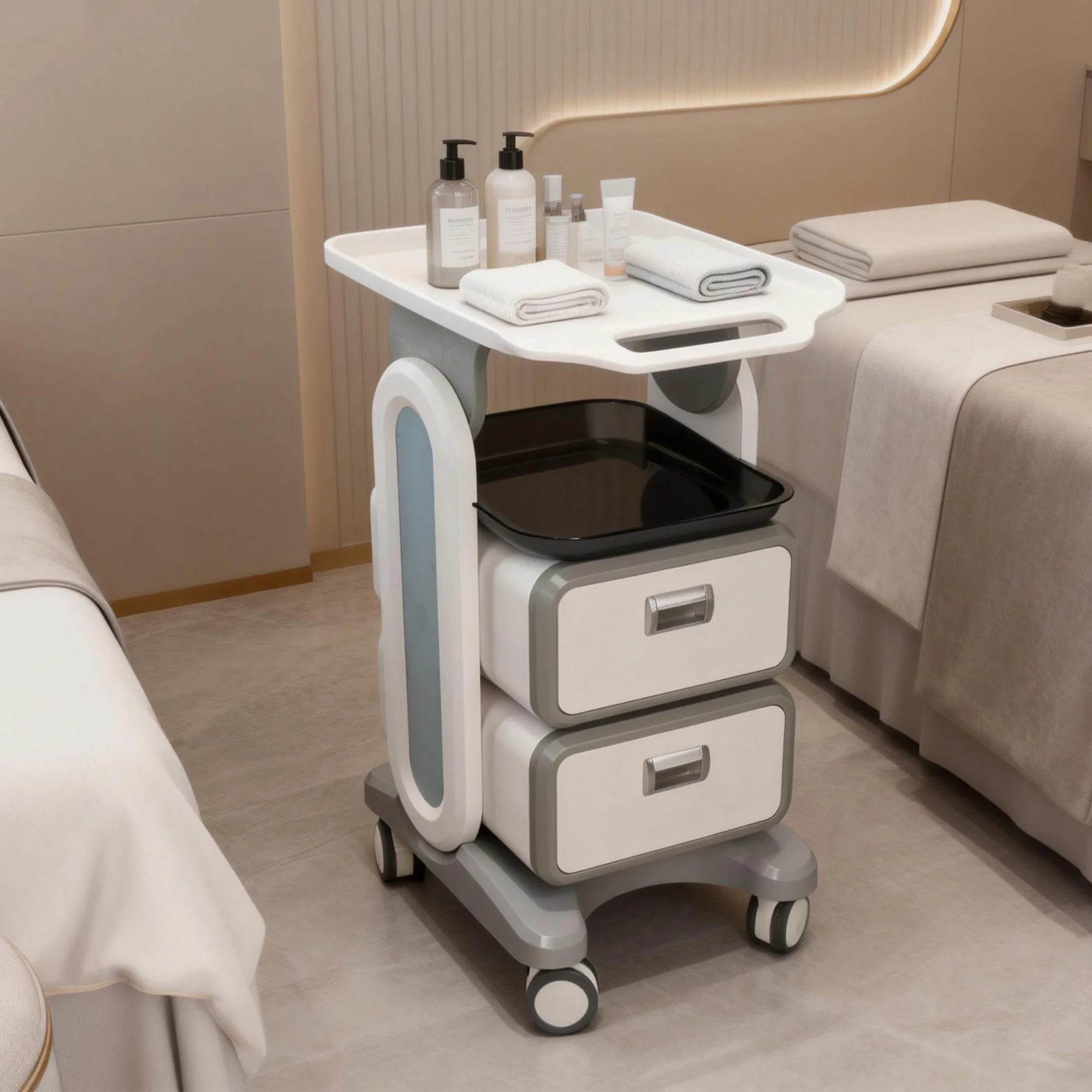 

Factory Directly Supply Controlled Pulley Facial Spa Beauty Salon Beauty Trolley