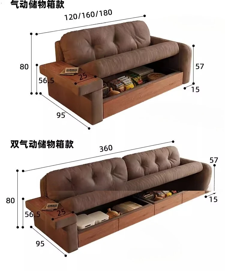 Sofa materiałowa w stylu retro do małego mieszkania, dwufunkcyjna, z miejscem do przechowywania, odporna na zadrapania kotów, prosta, nowość 2025.