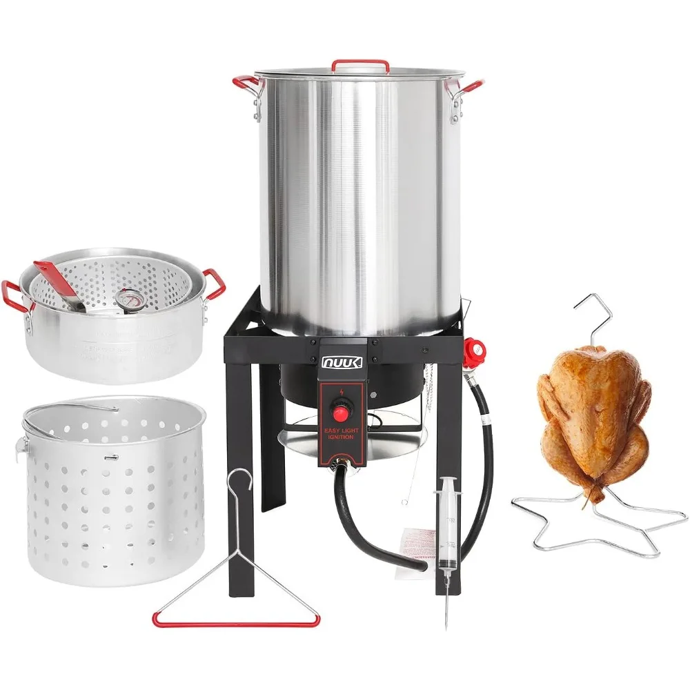 

NUUK 30QT Turkey Fryer & 10QT Fish Fryer Combo Kit with CSA Approved 50,000BTU Burner with Auto Ignition System