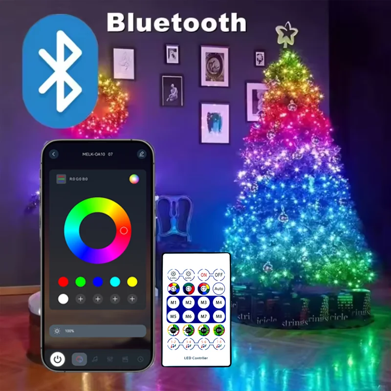 WS2812B USB Fairy Lights Bluetooth LED String Fairy Lights Dreamcolor RGBIC Party Christmas Lights Wedding Decoration Garland