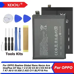 New Battery For OPPO Realme Global Reno Narzo Ace OnePlus GT Neo 1 2 X X2 C3 X3 3 K3 K5 6i 7 K7 A9 9 10 X50 Z A52 C11 BLP719 Pro