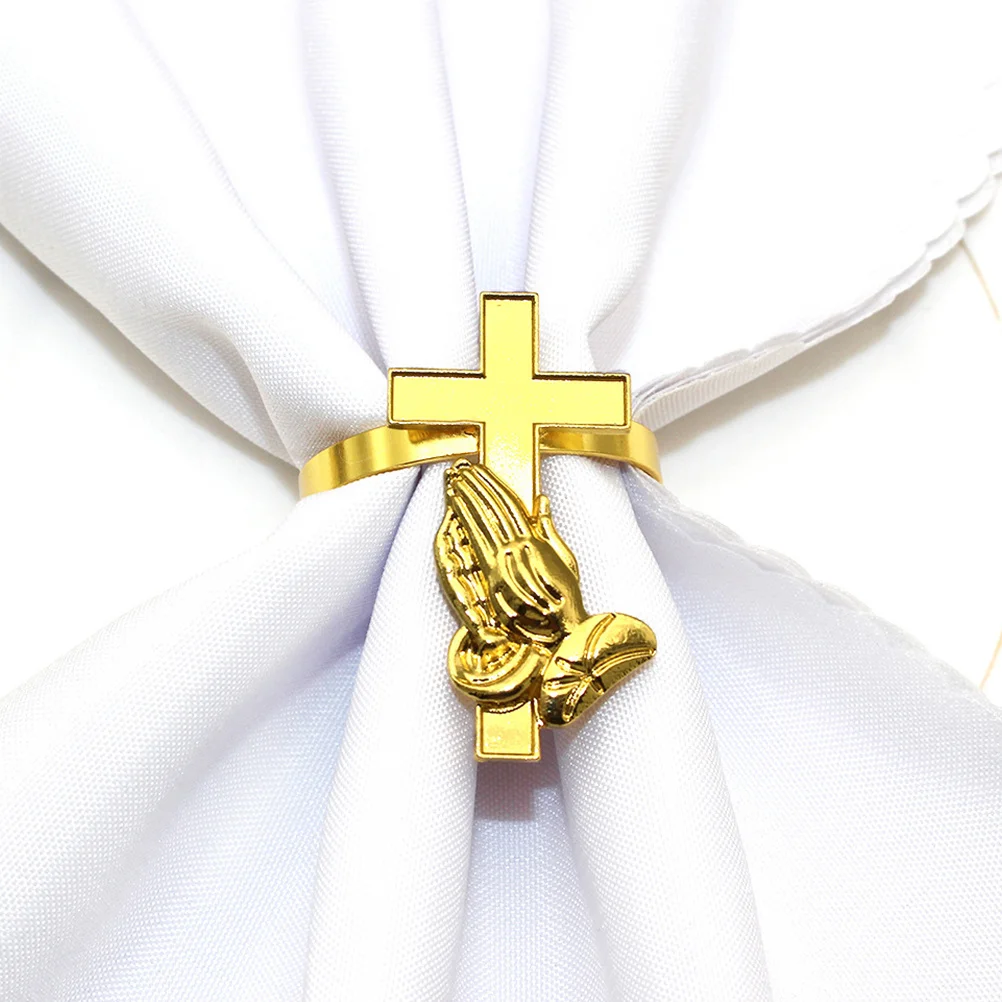 

6Pcs Metal Napkin Rings Cross Design Elegant Dining Table Decor Wedding Party Favor Napkin Rings Holiday Table Decor