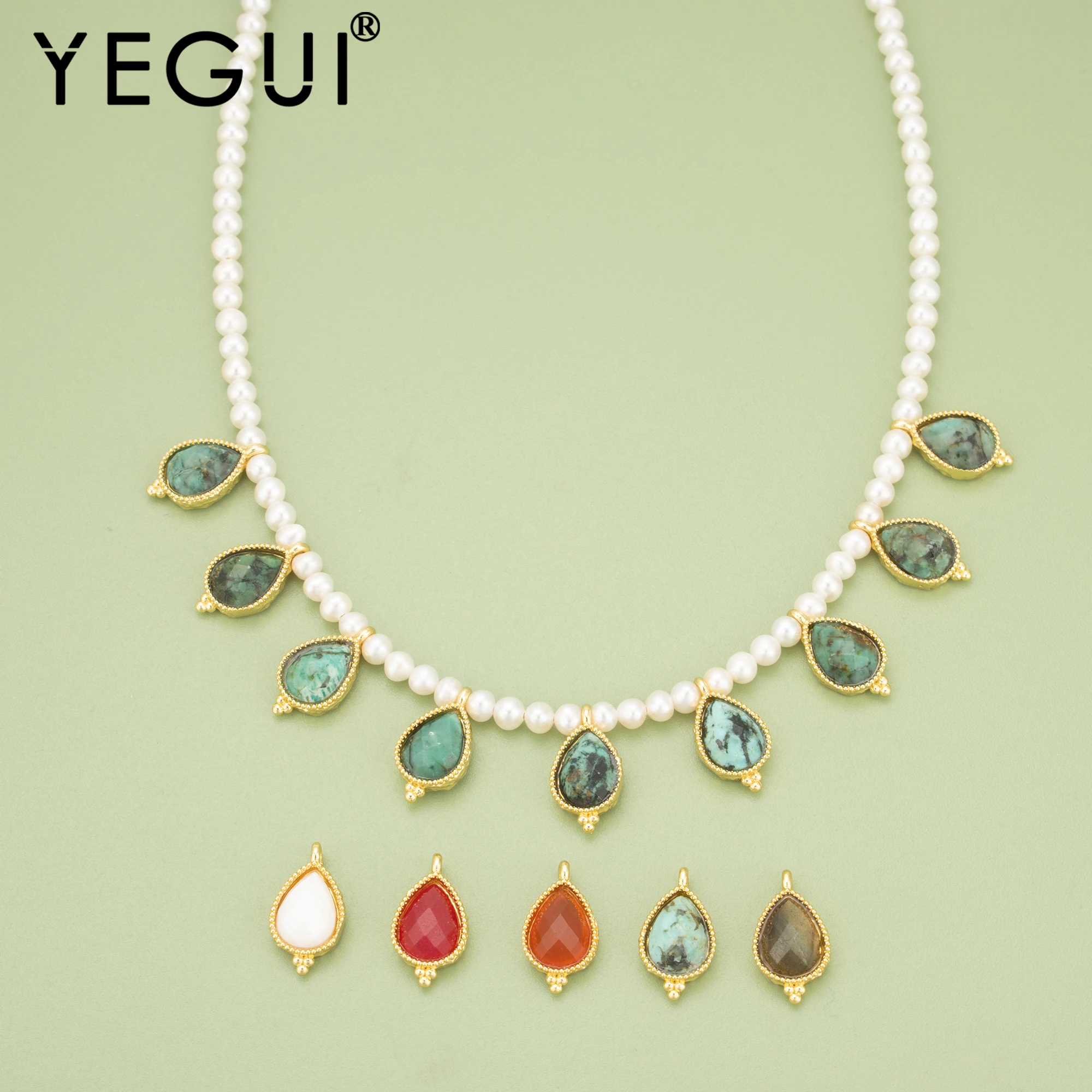 YEGUI,2pcs/lot,MI14,jewelry accessories,18k gold plated,copper,natural stone,hand made,jewelry making,charms,diy pendants