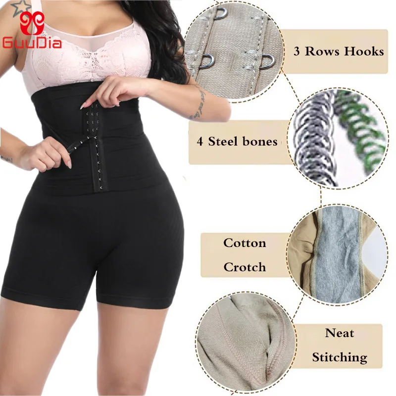 GUUDIA Women Waist Trainer Shapewear Tummy Control Body Shaper Shorts Hi-Waist Butt Lifter Thigh Slimmer Slimming Buckle Panties