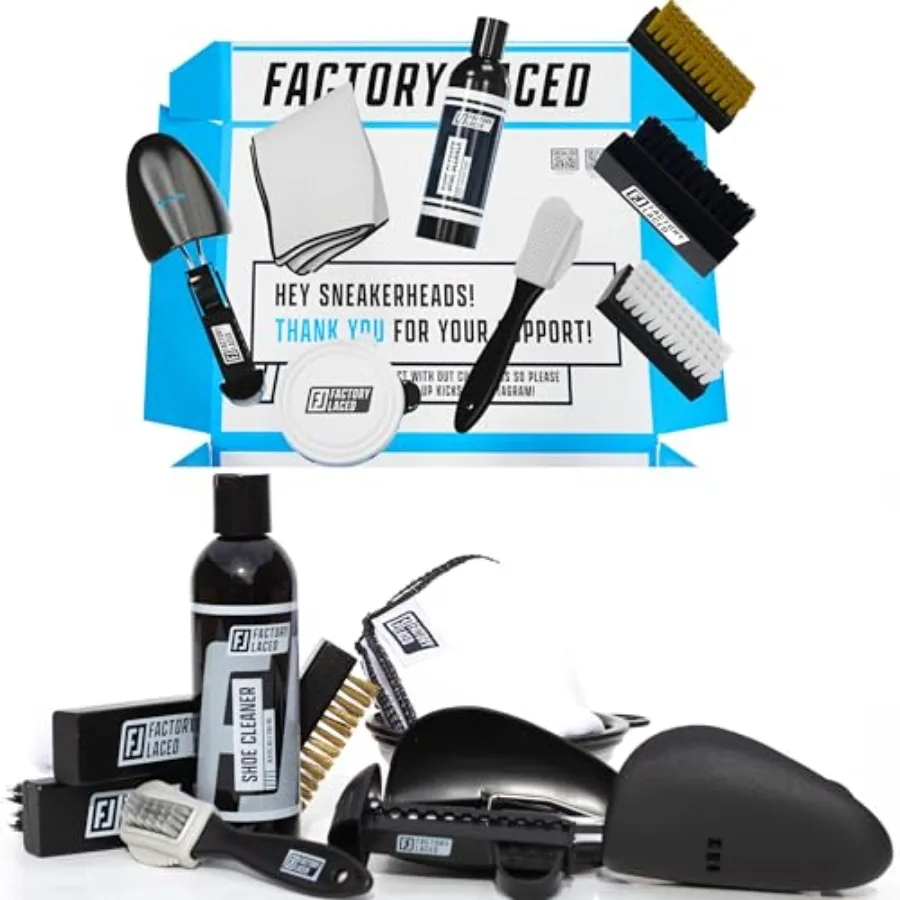 

Shoe Cleaning Kit Complete Sneaker Cleaner with 4 Brushes, 8oz Solution, Shoe Trees and Microfiber Towel Works on Leather, Sued