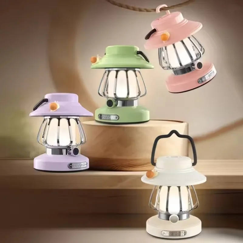 Cartoon Snail Retro Portable Hanging Camping Night Lamp USB Charging Camping Light Decoration Light For Courtyard, Camping