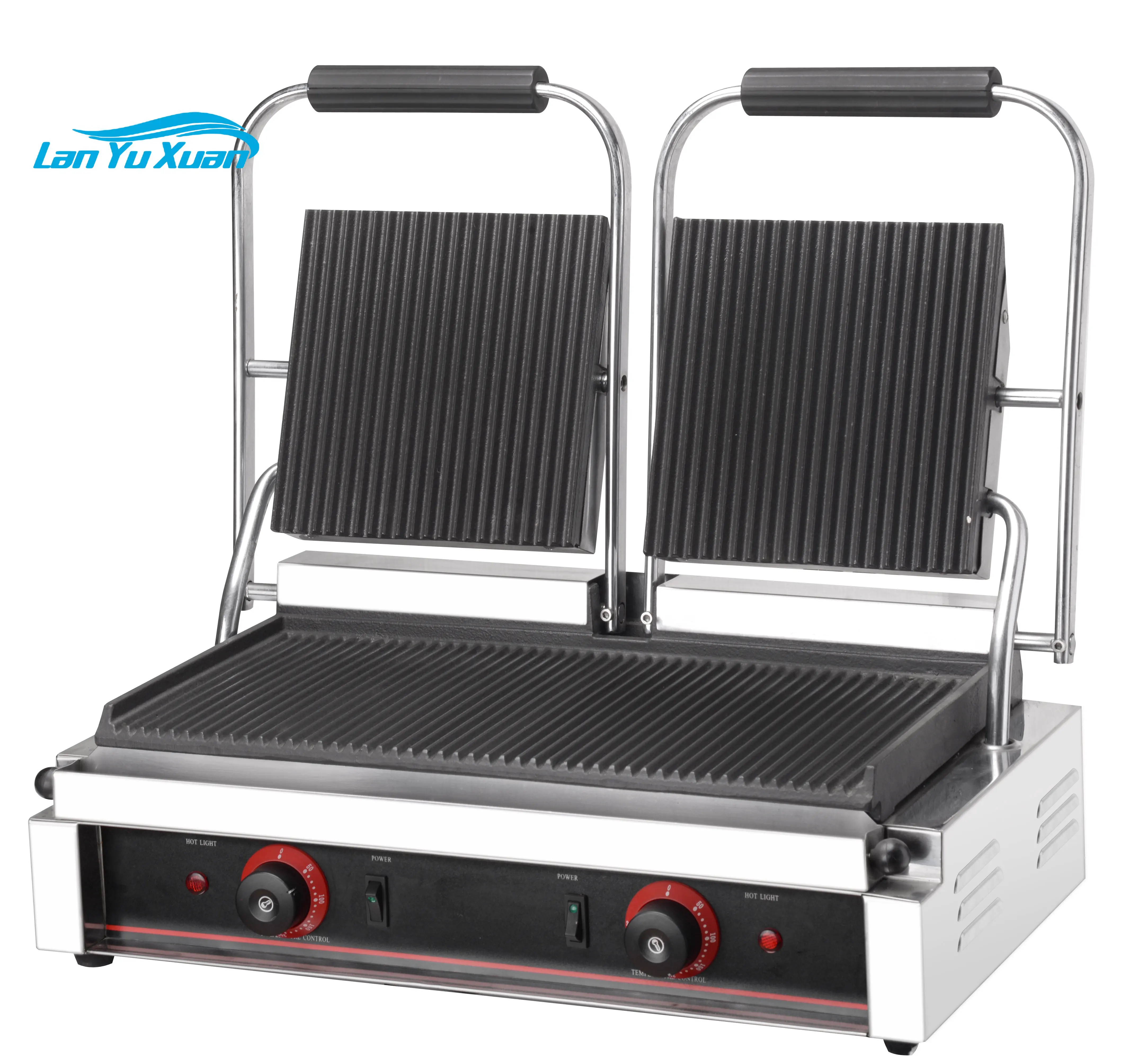 Commercial Electric Contact Panini Grill Toaster Outdoor and Home Use Kitchen Equipment Food Machine