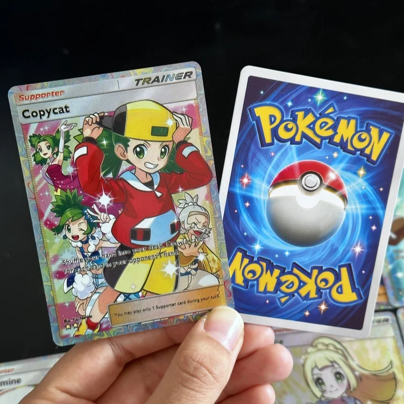 Diy PKM TCG Pocket Cards Immersive Trainer Lusamine Lillie Lisia May Copycat B1 Mega Rising App Game Card