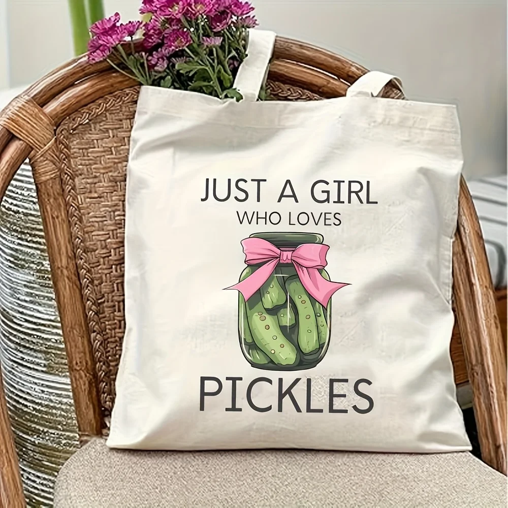 Fun Pickle Lover Tote Bag – Large Capacity, Durable Beige with 