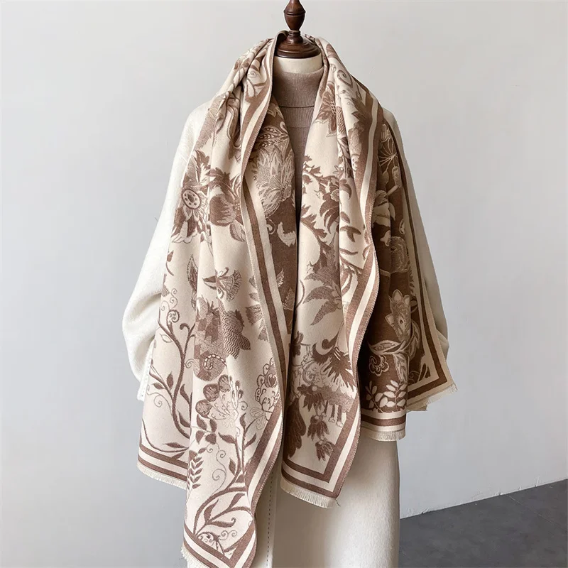 Women Winter Cashmere Scarf 2024 Floral Pashmina Luxury Brand Shawls and Wraps Bufanda Hijab Travel Stoles Echarpe Warm Blanket