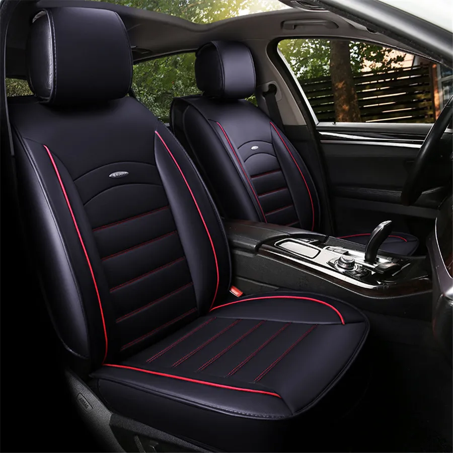 Universal Leather Breathable Fabric Full Surrounded Front+Rear Cushion 5-Seats Car Cushions+2 Pcs Headrest