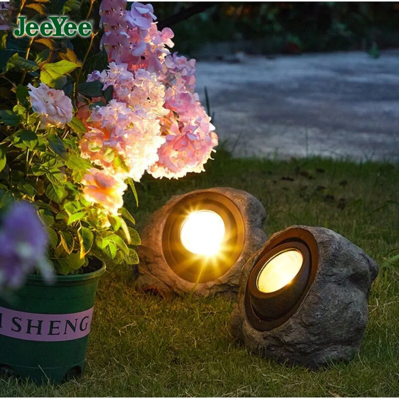 JEEYEE Solar Led Outdoor Solar Light Solar Simulation Stone Lamp Outdoor Garden Light Decorative Solar Stones Lights