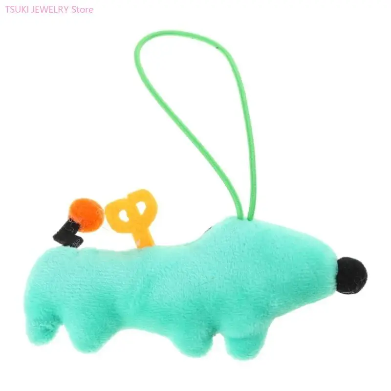 62KE Mini Colorful Plush Dog Keychain Hanging Ornament Backpack Handbag Decoration