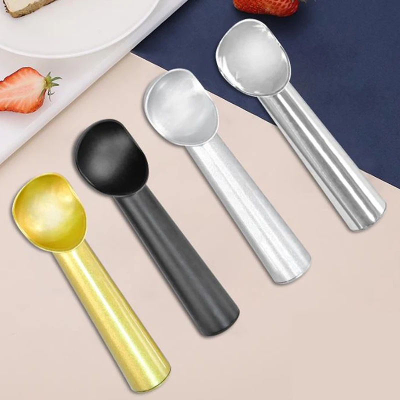 Stainless Silicone Ice Cream Spoon Portable Aluminum Alloy Anti-feeze Ice Maker Frozen Scoop Spoon For Home Kitchen Accessories