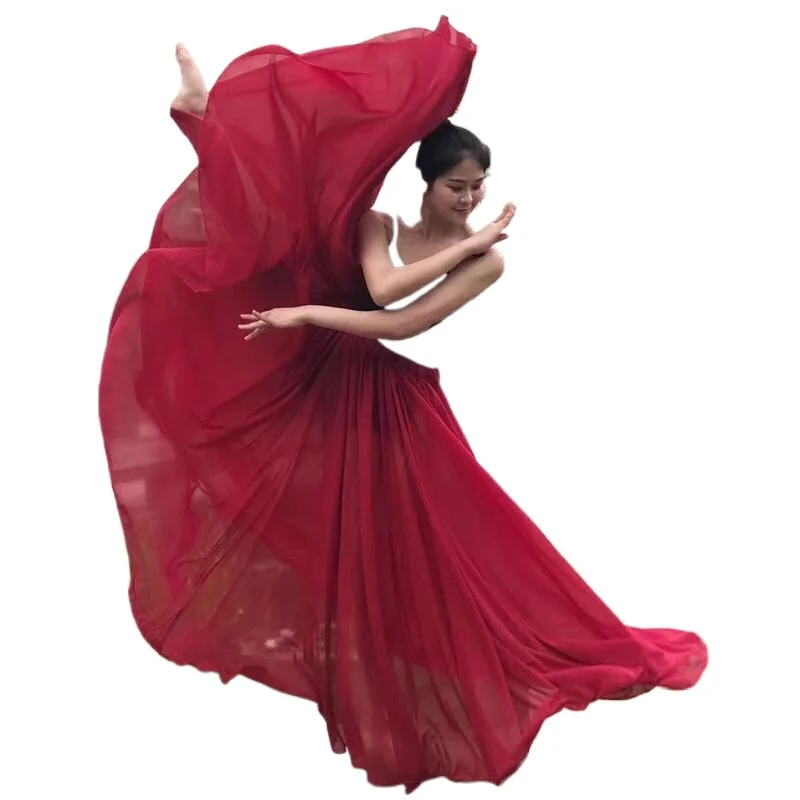 2022 autunno e inverno nuove donne Flamenco danza del ventre Gypsy tinta unita balletto danza classica Performance elegante gonna lunga