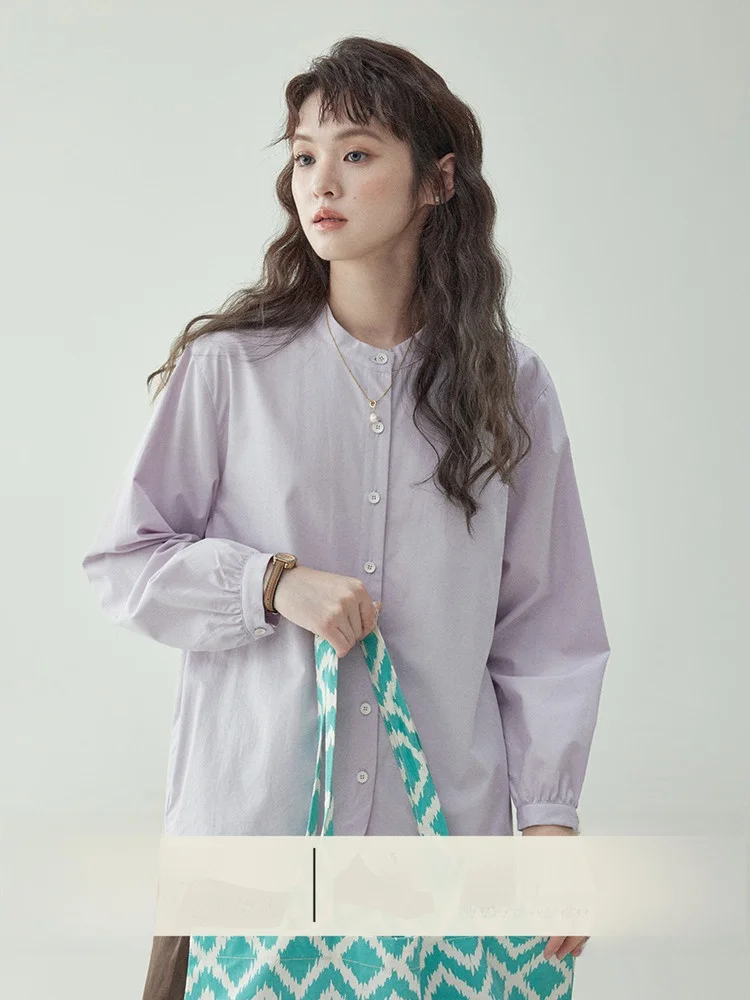 

Свободный повседневный длинный свек круглый Ne на пуговицах irt, женский светло-фиолетовый весенний новый топ Sle AMUU Original North Island