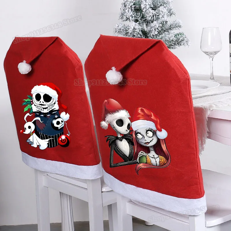 Nightmare Before Christmas เก้าอี้สีแดงไม่ทอแจ็ค Skellington พิมพ์ Xmas ตารางตกแต่งห้องรับประทานอาหารตกแต่งรถ