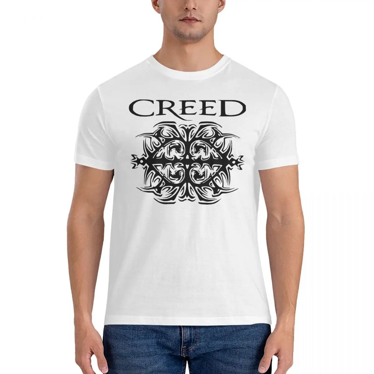 

Мужские футболки с надписью «C-Creed Band», новые хлопковые футболки с круглым вырезом, топы с рисунком футболки с коротким рукавом