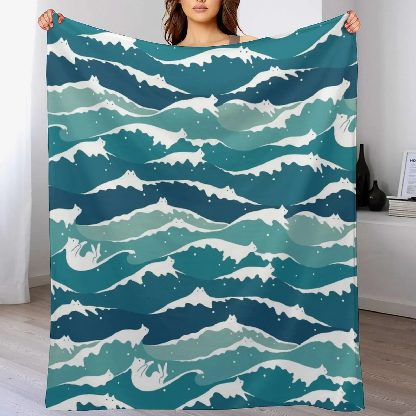 Cat Landscape 135: Cat Waves Throw Blanket Softest For Decorative Sofa Blankets