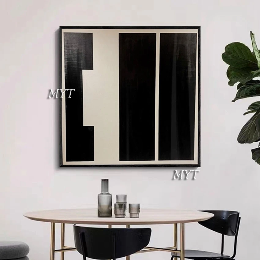 Original Abstract 100% Hand Painted Oil Painting Hot Sale New Arrival Black and White Color Bar Knife Painting Art Frameless