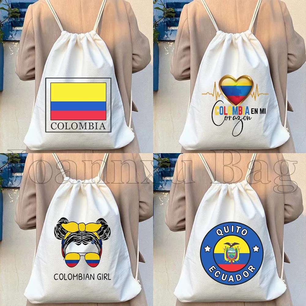 

Medellin Colombia Flag Map Colombian Cute Gifts Canvas Drawstring Bag Soccer Backpack Workout Gym Sackpack Cotton String Bag