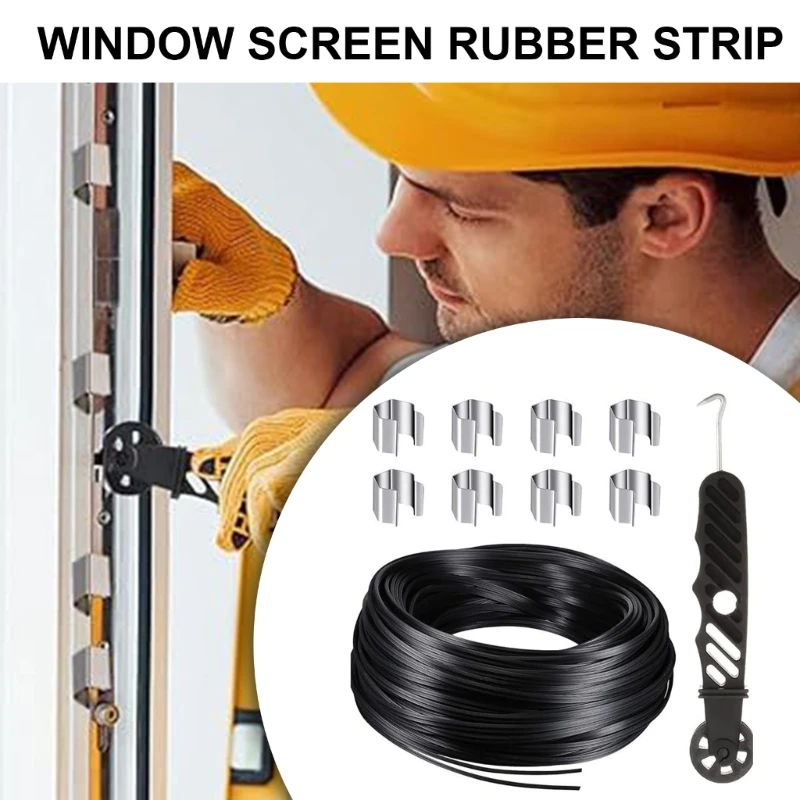 Multipurpose Window Screen Splines Repair Kits with Handle Press Wheel and 8 Screen Clip for Door Screens Installation Dropship