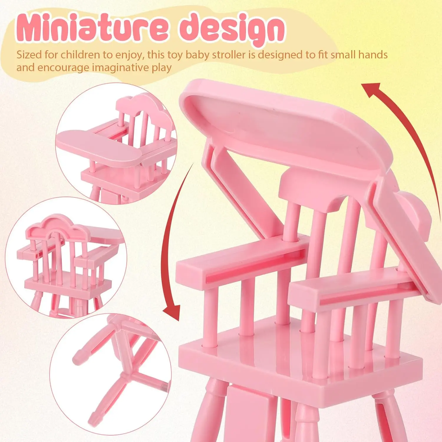 1:12 Dollhouse Miniature Furniture Set Crib Piano Stroller Swing Dining Table Chair Rocking Horse Doll House Pretend Play Toy - view 4