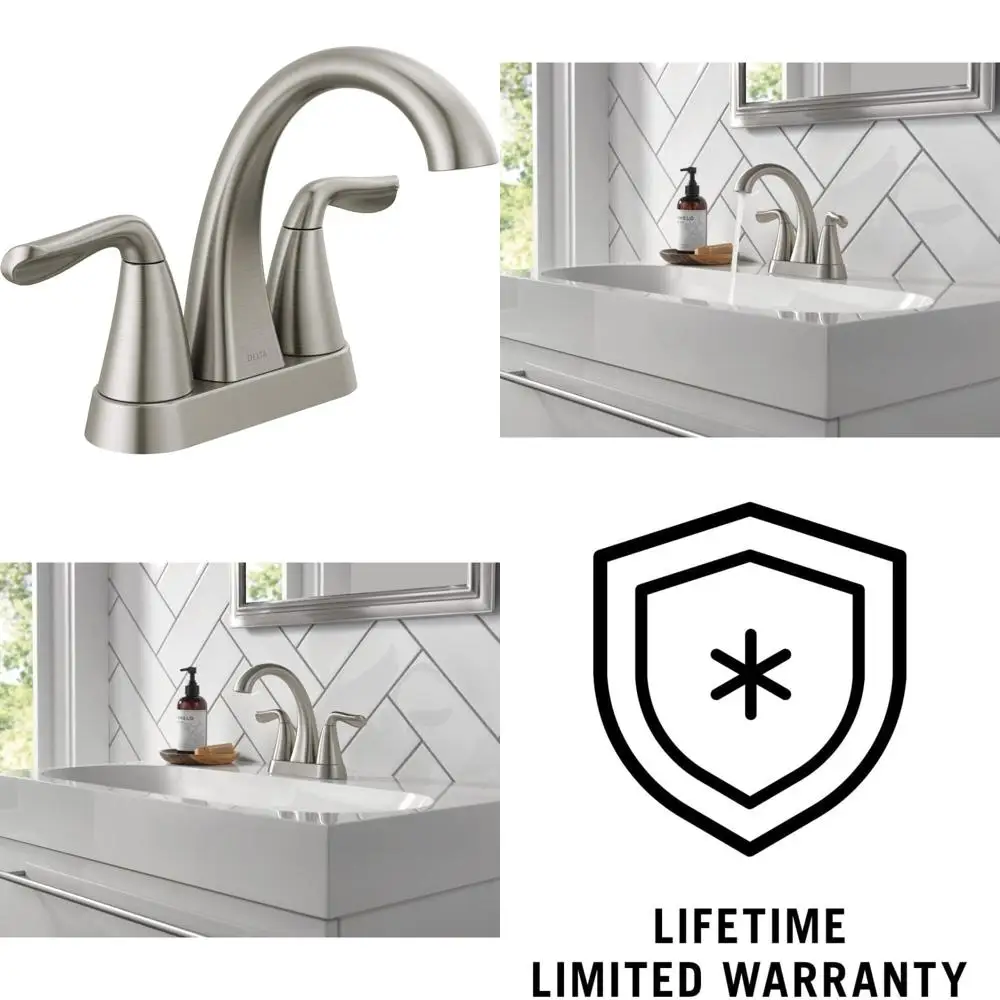 

Смеситель для раковины для ванной комнаты с двойной ручкой и матовым никелем "Delta Arvo Centerset"