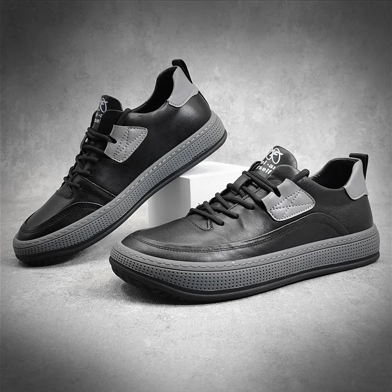 Fashion Men Sneakers Casual Shoes leather Lace-Up Mens Shoes Lightweight Vulcanize Shoes Walking Sneakers Zapatillas Hombre