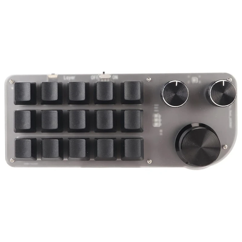 2025 New 15 Keys 3 Knobs Macro Programmable Keyboard, 3 Connection Modes One Handed Macro Mechanical Keyboard