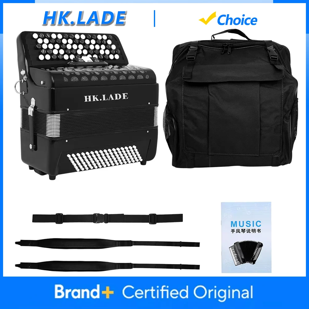 HK.LADE AH-220 Bayan Accordion 69 Keys 96 Bass Multiple-voice Accordion with Bag Keyboard Instrument for Grading Performance