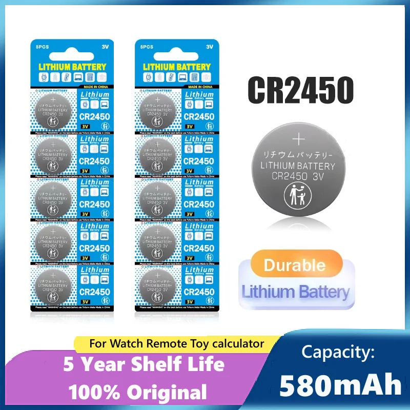 Batteria al litio CR2450 3V CR 2450 DL2450 BR2450 LM2450 KCR5029 per chiave auto giocattolo telecomando orologio LED Light Button Coin Cells