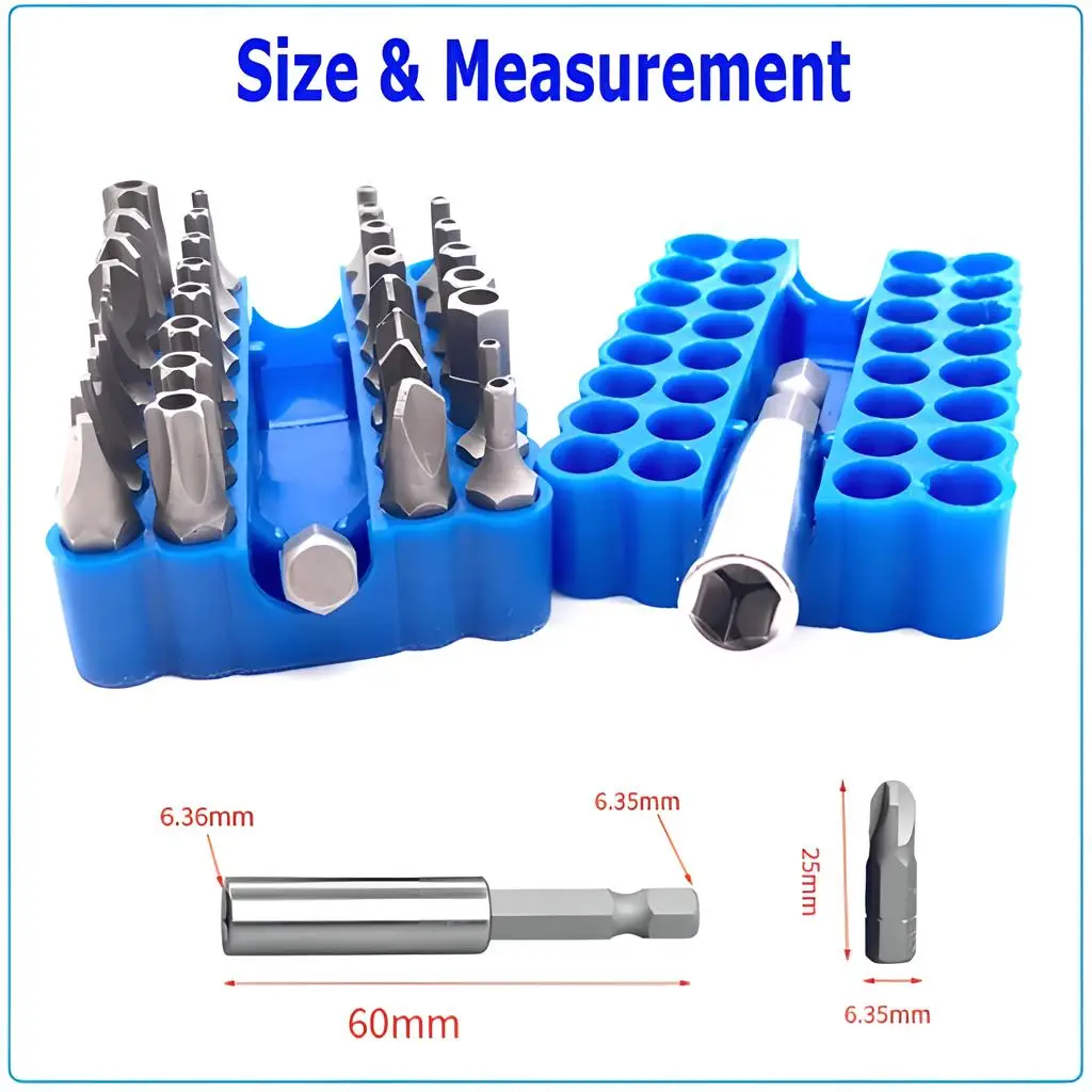 

33pc Security Bit Set Professional Hand Tools Tamper Proof Torx Hex Star Spanner Tri Wing Screwdriver Magnetic Bit Holder