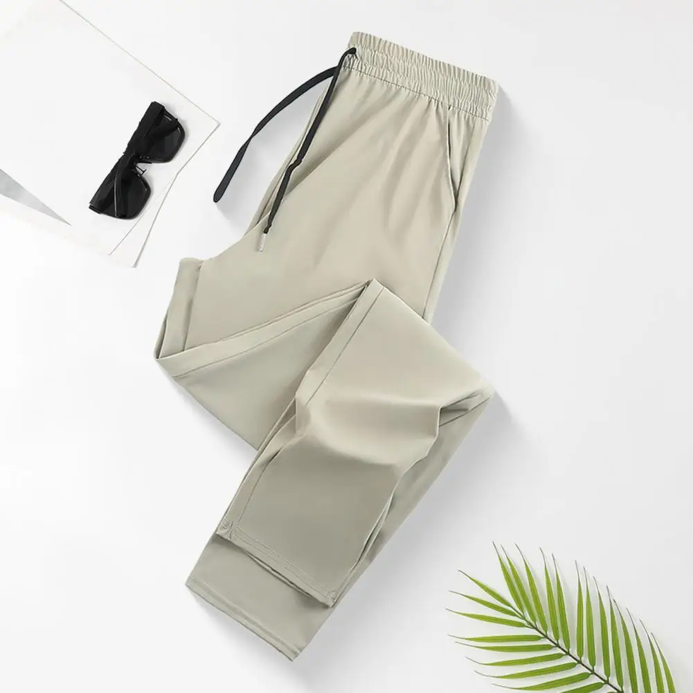 Men's Jogger Pants Quick-Dry Solid Color Summer Thin Sweatpants Drawstring Waist Casual Trousers for Fitness Gym Travel